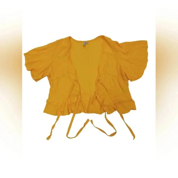 Asos EUC  Wrap Style Yellow S/S Blouse Size 12 - Picture 5 of 8